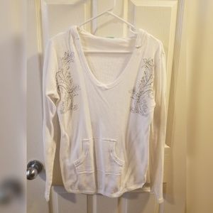 V neck embellished hoodie